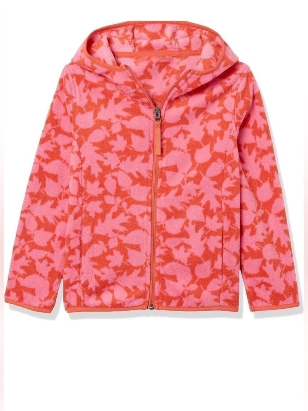 Amazon Essentials pink full zip hooded fleece jacket girls small NEW!!